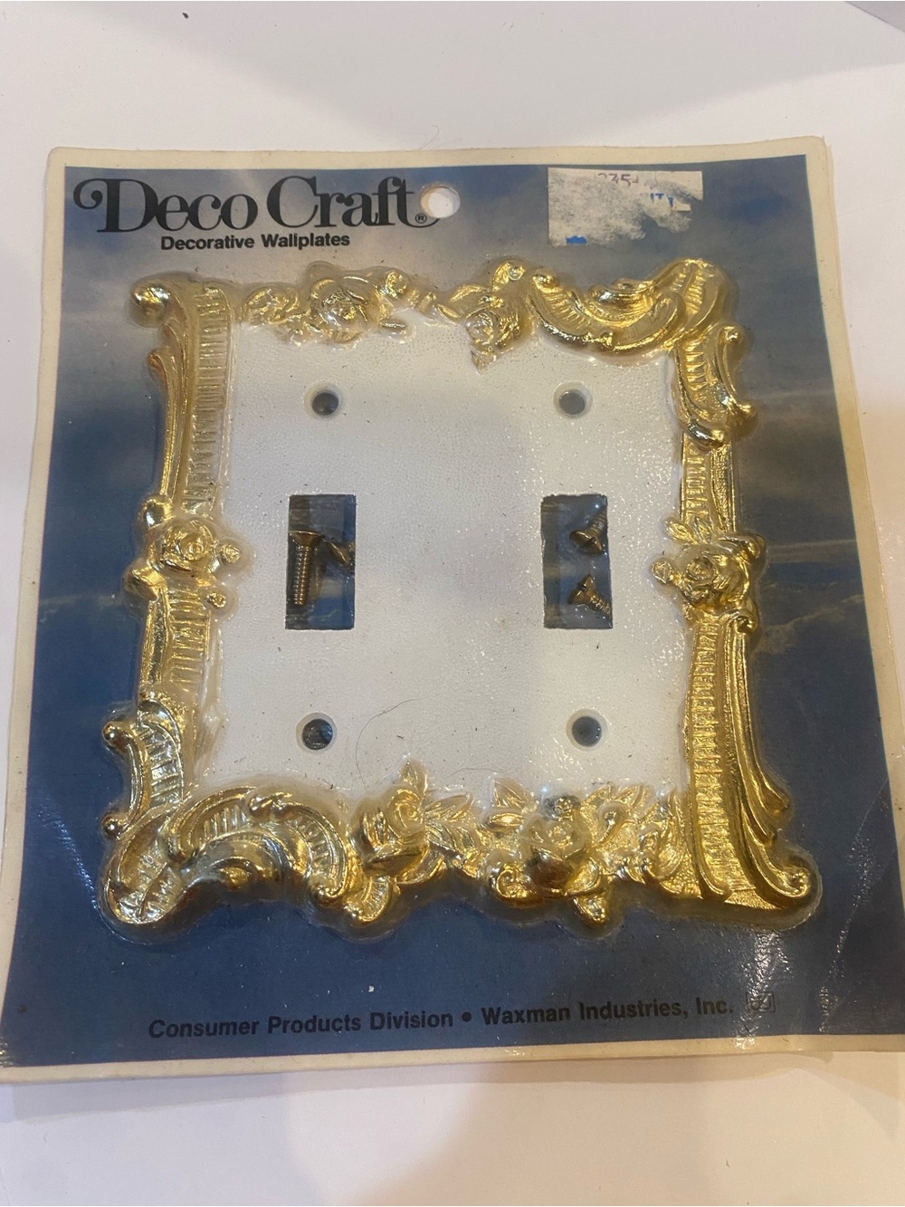 VTG DecoCraft Decorative Double Switch Plate Cover - Gold Ornate